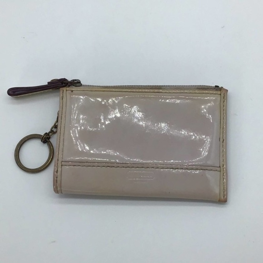 Coach patent shiny leather gray/purple wallet